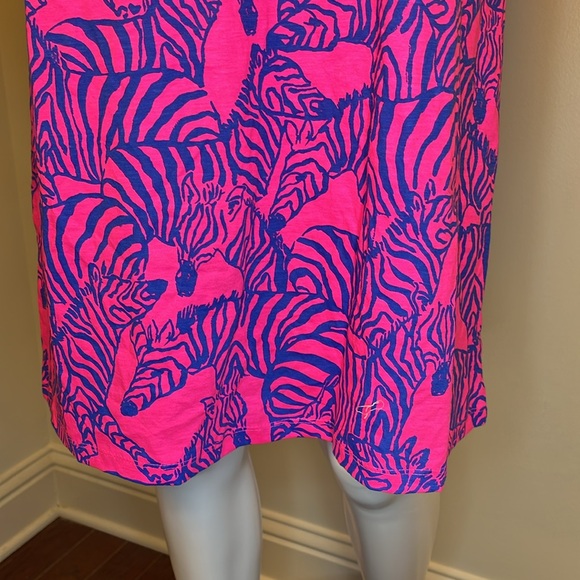 Lilly Pulitzer Rosen Dress passion fruit pink blue zebra print size large - Picture 6 of 8